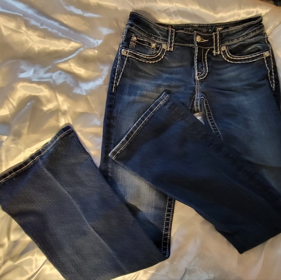 MISS ME jeans size 28 bootleg boot leg rhinestone jeans. - Picture 2 of 14